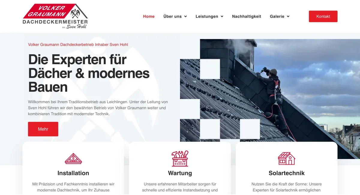 Website von Graumann Bedachungen