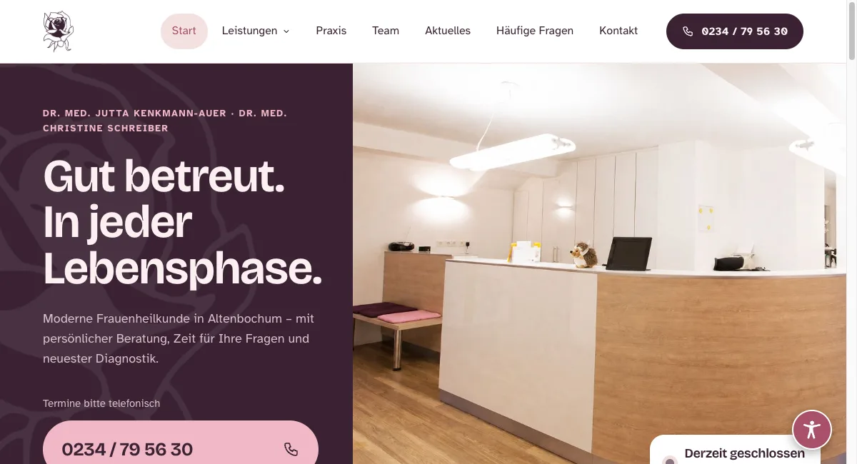 Website von Frauenärztinnen Altenbochum