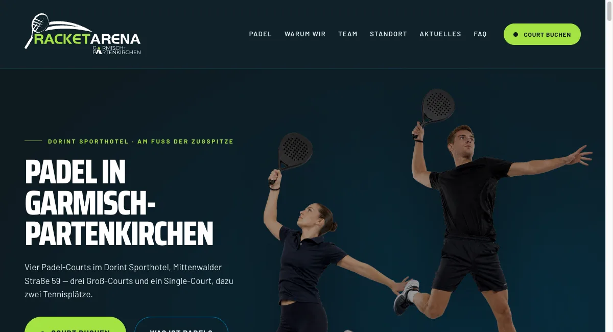 Website von Padel Garmisch