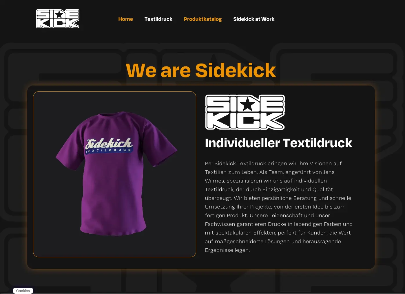 Sidekick Textildruck Website Screenshot