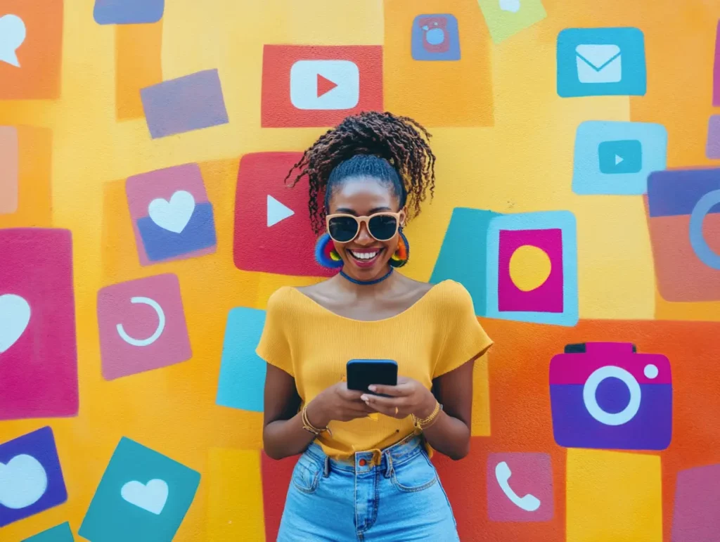 Frau hält ein Smartphone in der Hand. Watchtime ist die wichtigste Währung in Social media.